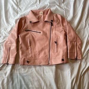 Chic Kids Pink Faux Leather Biker Jacket